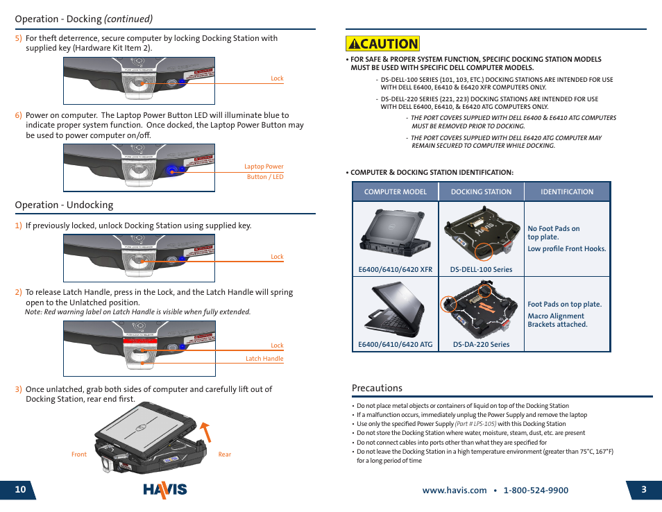 Ds-dell-100-220_omn_9-11 a 3, Precautions | Havis-Shields DS-DELL-103 User Manual | Page 10 / 12
