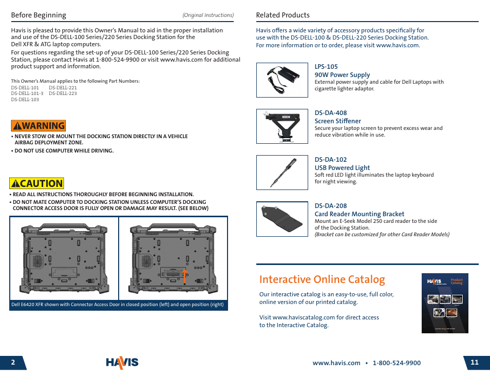 Ds-dell-100-220_omn_9-11 a 2, Interactive online catalog, Related products | Before beginning | Havis-Shields DS-DELL-103 User Manual | Page 2 / 12