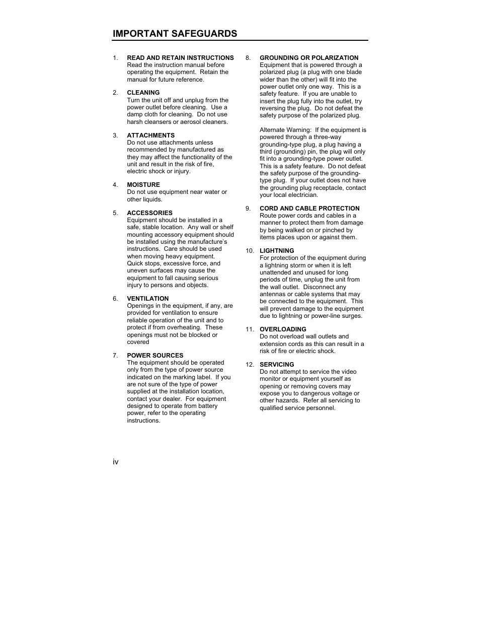 Important safeguards | Havis-Shields PT-VIDEO-MDVR User Manual | Page 4 / 28