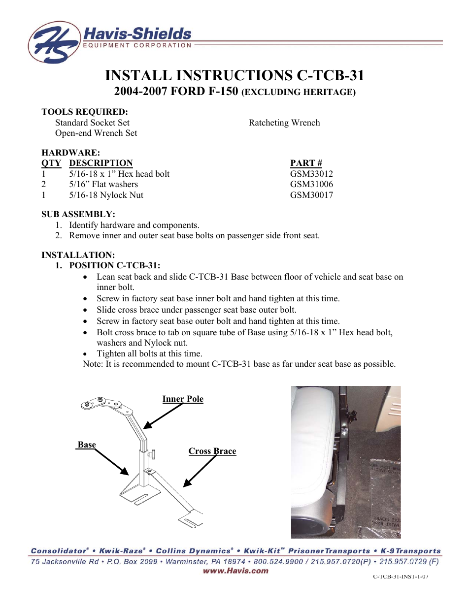 Havis-Shields GSM33012 User Manual | 1 page