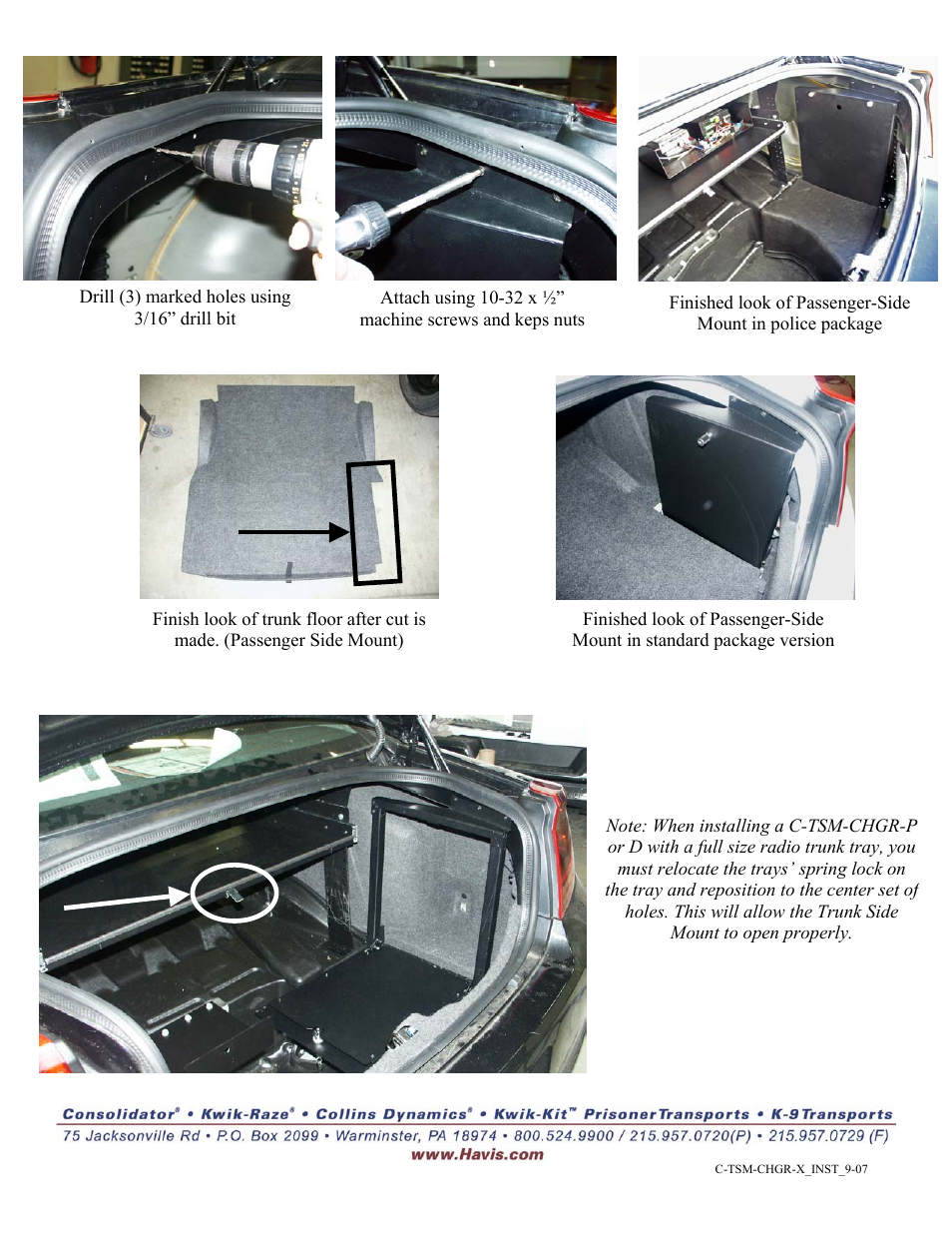 Havis-Shields Trunk Side Mount C-TSM-CHGR-X User Manual | Page 2 / 2