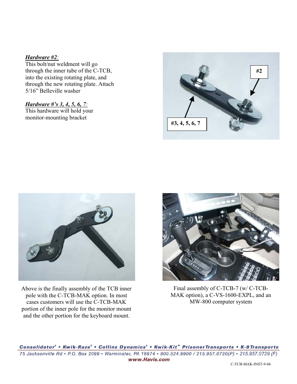 Havis-Shields Monitor Adapter Kit C-TCB-MAK User Manual | Page 2 / 2