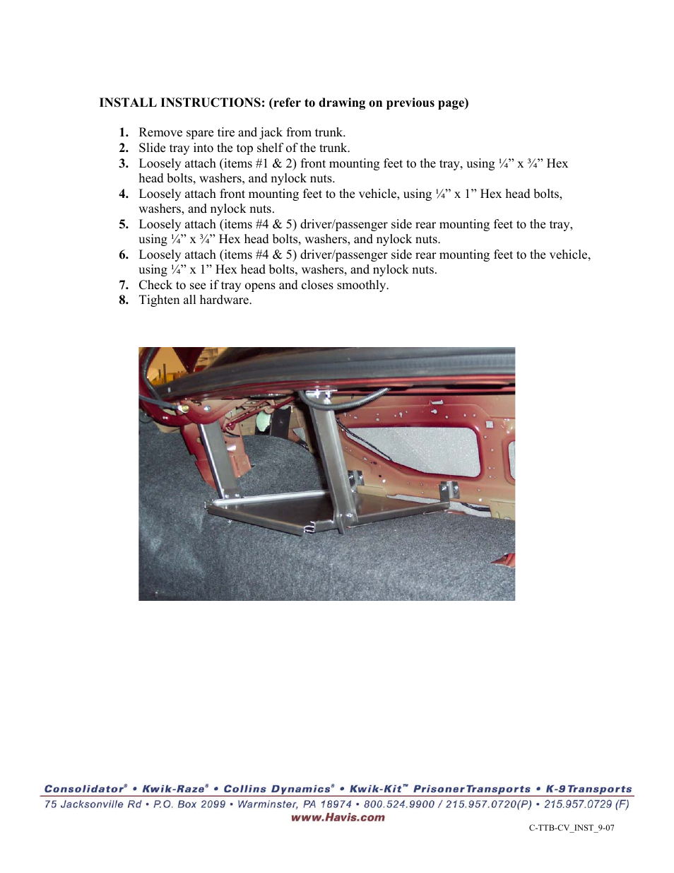 Havis-Shields Half Size Trunk Tray 1995-2008 Ford Crown Victoria C-TTB-CV User Manual | Page 2 / 2