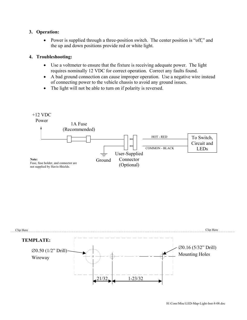 Havis-Shields LED Gooseneck Map Light User Manual | Page 2 / 2