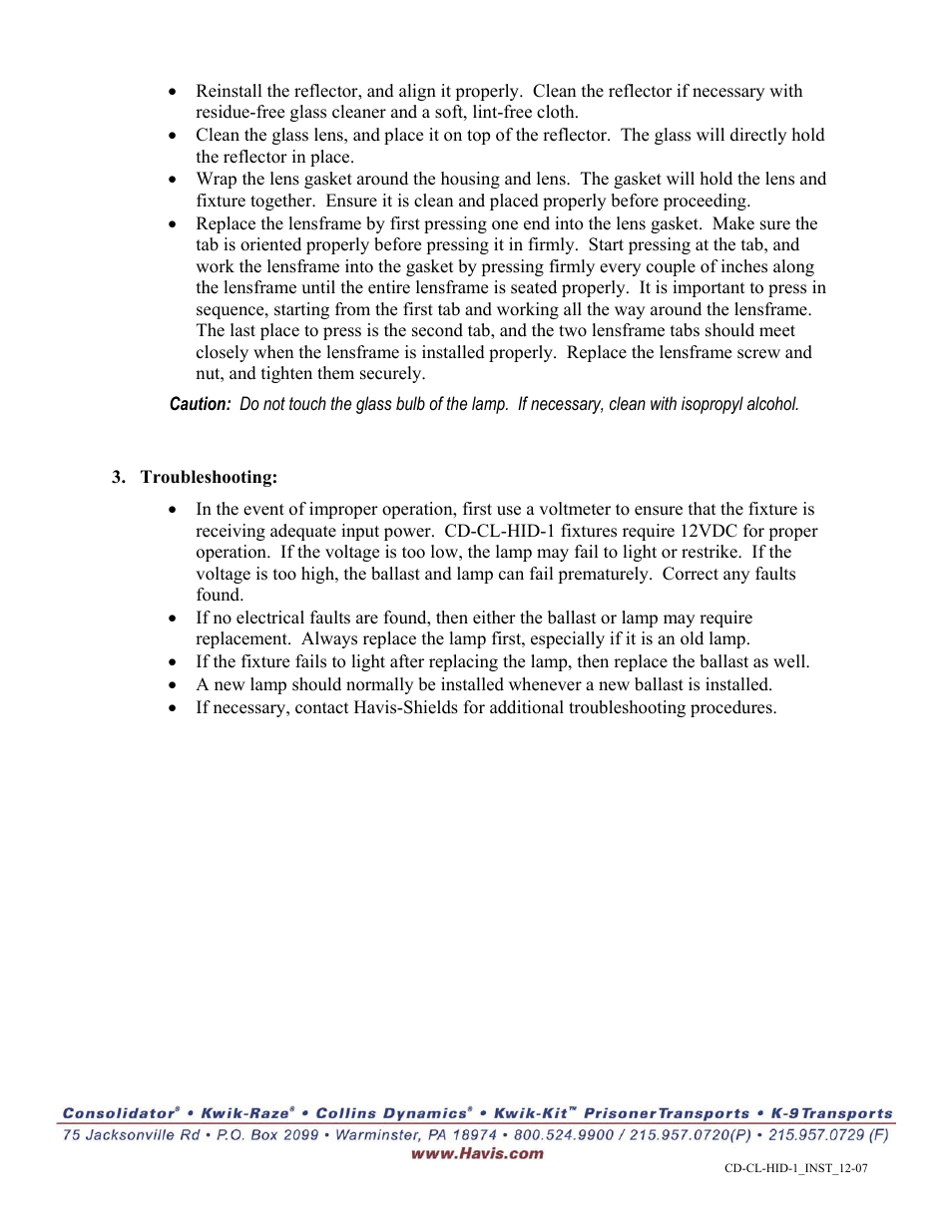 Havis-Shields Collins Portable Hid Spotlight CD-CL-HID-1 User Manual | Page 2 / 2