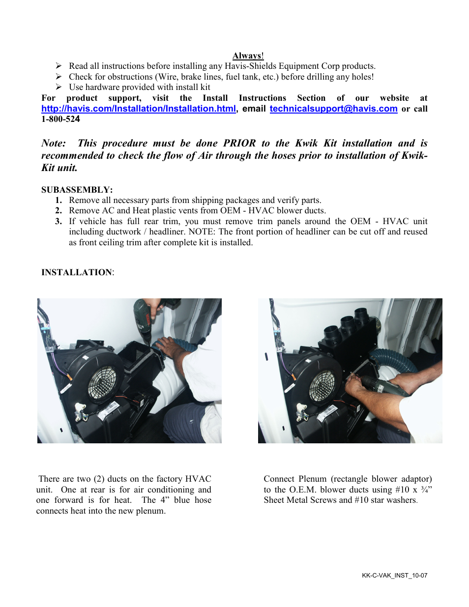 Havis-Shields Chevrolet Van Rear Air Vent Adapter Kit KK-C-VAK User Manual | Page 2 / 4