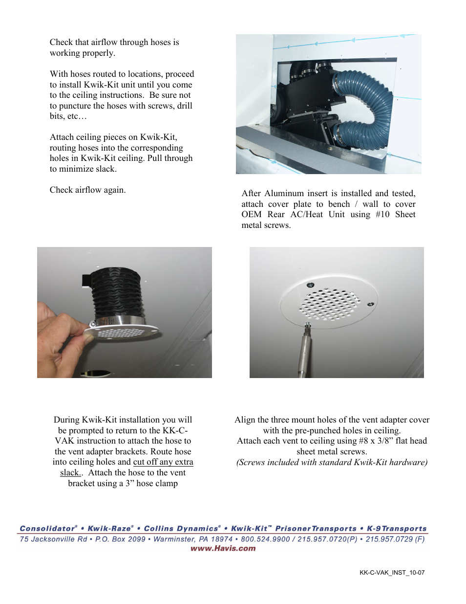 Havis-Shields Chevrolet Van Rear Air Vent Adapter Kit KK-C-VAK User Manual | Page 4 / 4