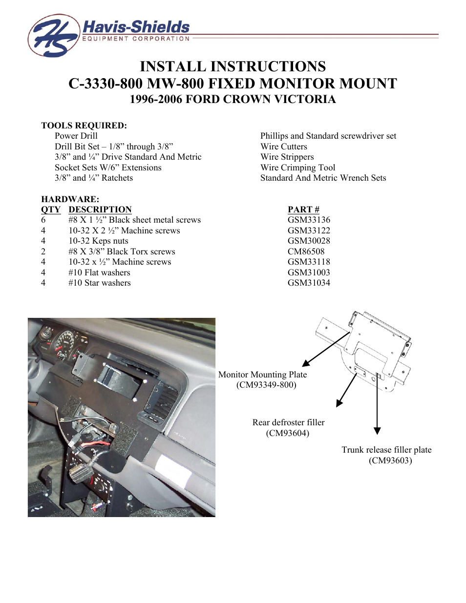 Havis-Shields C-3330-800 MW-800 User Manual | 2 pages