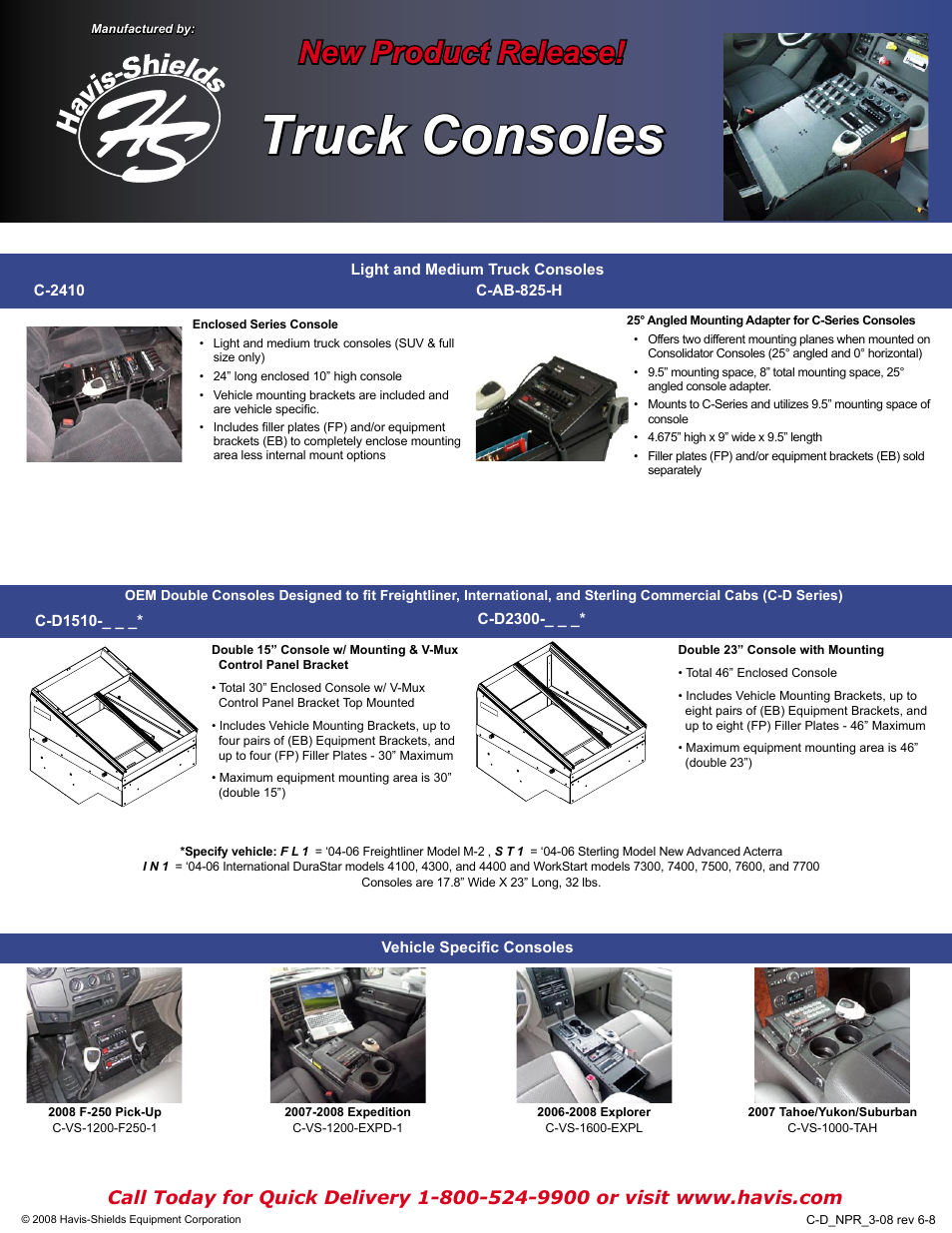 Truck consoles, New product release | Havis-Shields C-D2300-FL1 User Manual | Page 2 / 2