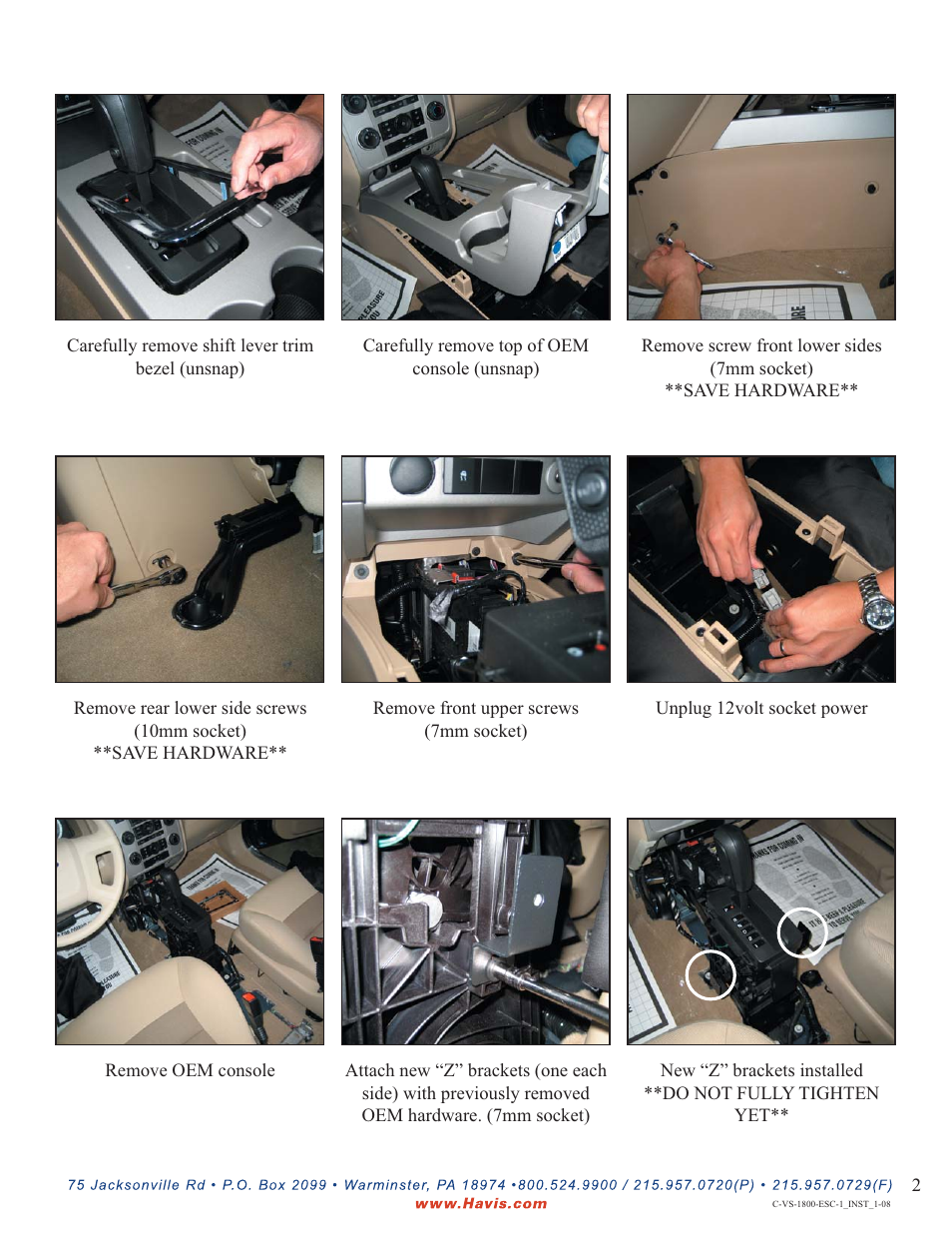Havis-Shields Vehicle Specific Console C-VS-1800-ESC-1 User Manual | Page 2 / 5