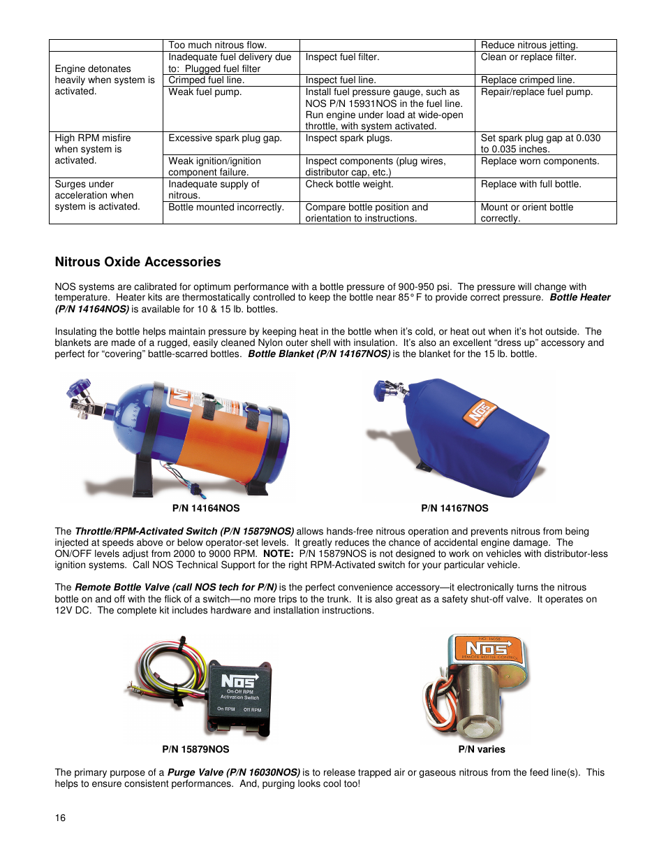Nitrous oxide accessories | Holley 05177NOS User Manual | Page 16 / 18