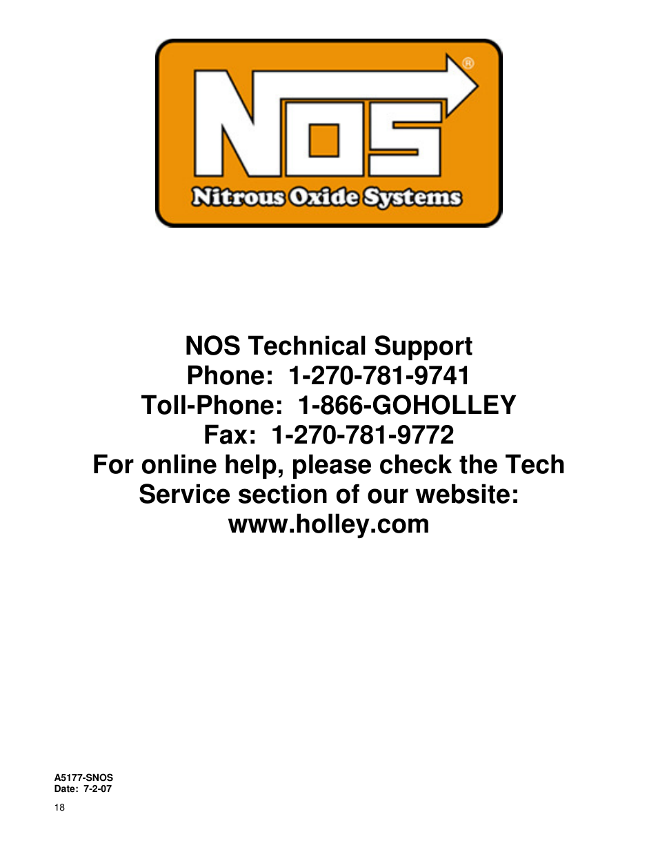 Holley 05177NOS User Manual | Page 18 / 18