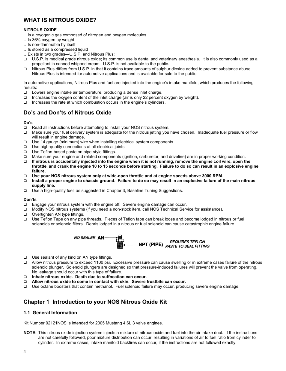 What is nitrous oxide, Do’s and don’ts of nitrous oxide, 1 general information | Holley 02121NOS User Manual | Page 4 / 20