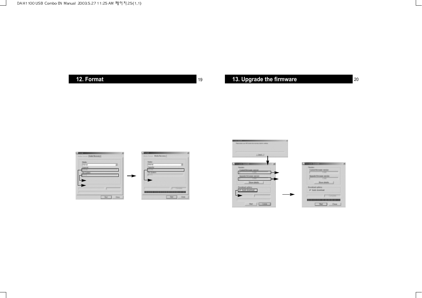 Upgrade the firmware, Format | Hyun Won DAH-1100 User Manual | Page 13 / 15