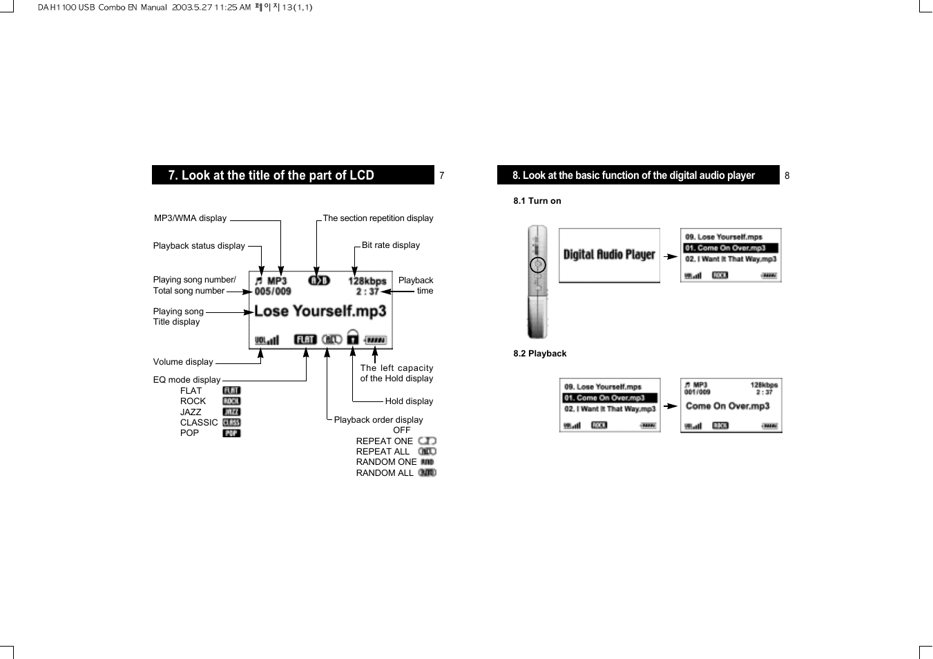 Look at the title of the part of lcd | Hyun Won DAH-1100 User Manual | Page 7 / 15