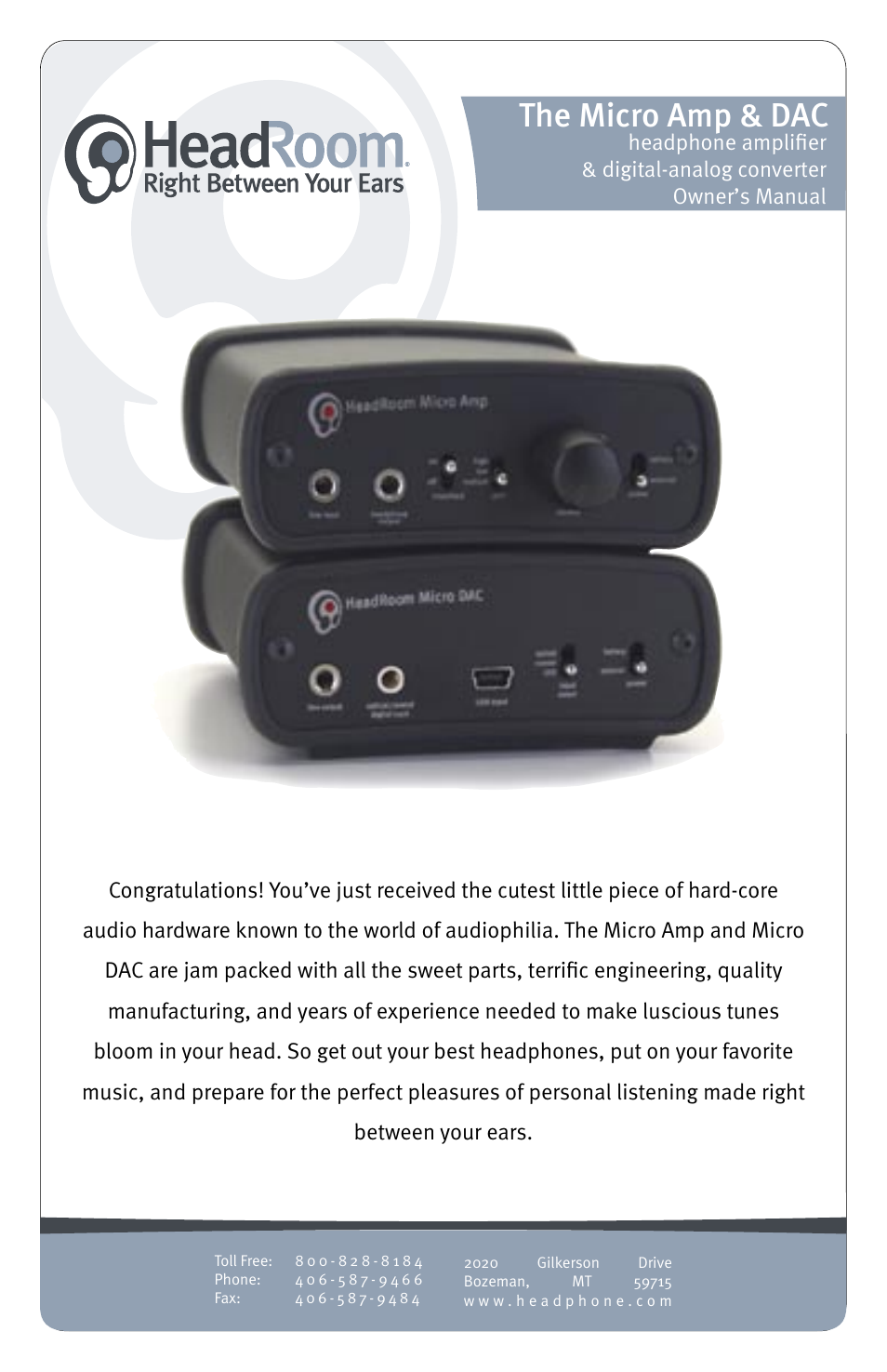HeadRoom Headphone Amplifier & Digital-Analog Converter User Manual | 7 pages