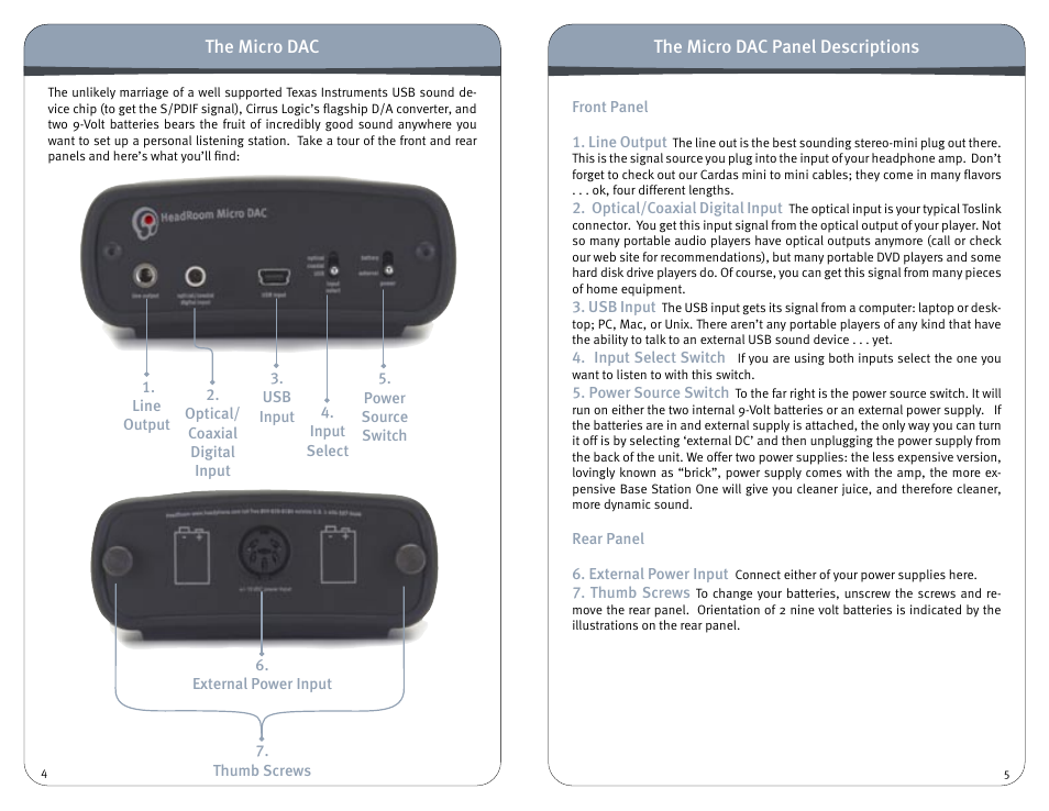 HeadRoom Headphone Amplifier & Digital-Analog Converter User Manual | Page 3 / 7