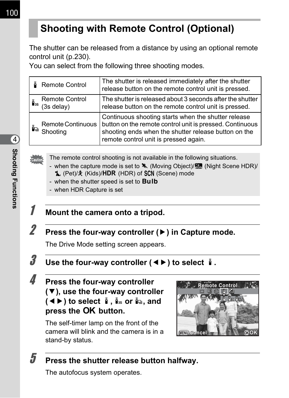 Shooting with remote control (optional), P.100 | Hoya H01-201106 User Manual | Page 102 / 258