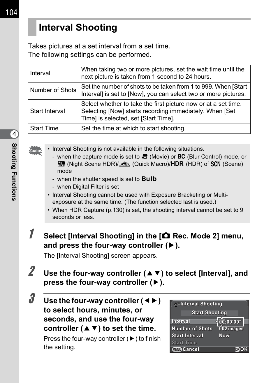 Interval shooting, Ing (p.104), P.104 | Hoya H01-201106 User Manual | Page 106 / 258