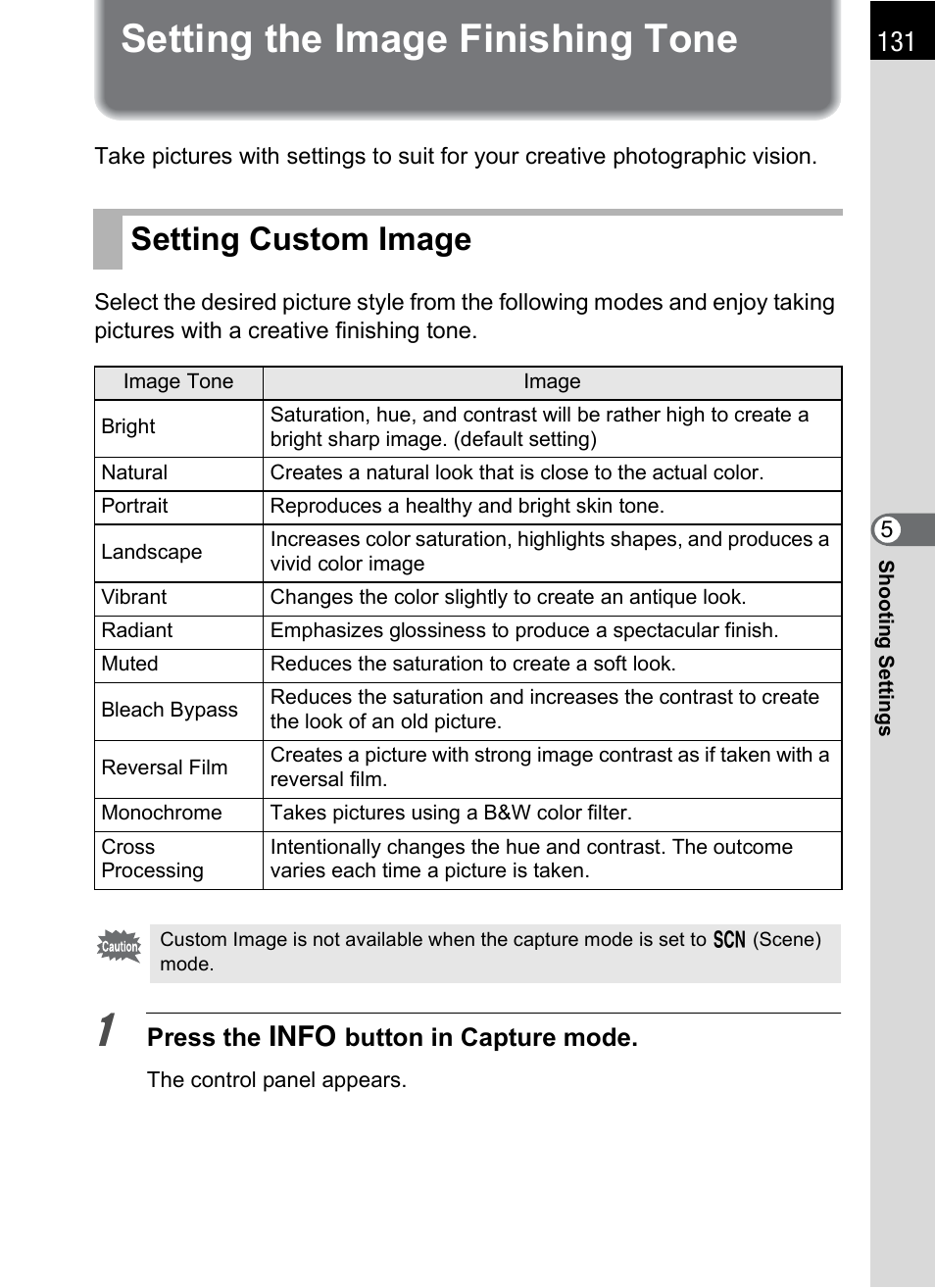 Setting the image finishing tone, Setting custom image, P.131) | One (p.131), P.131 | Hoya H01-201106 User Manual | Page 133 / 258