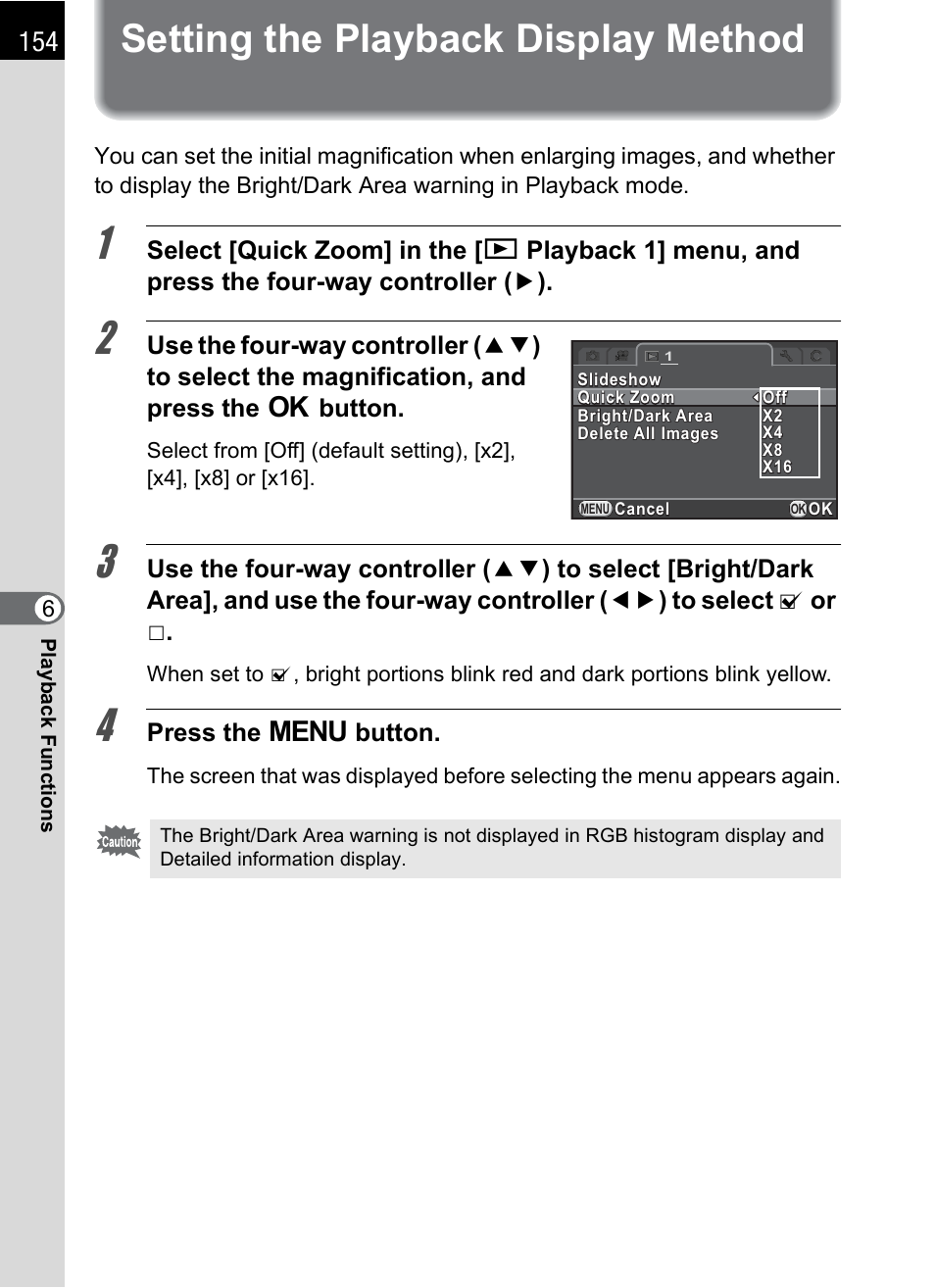 Setting the playback display method, Setting the playback display method (p.154), P.154 | Hoya H01-201106 User Manual | Page 156 / 258