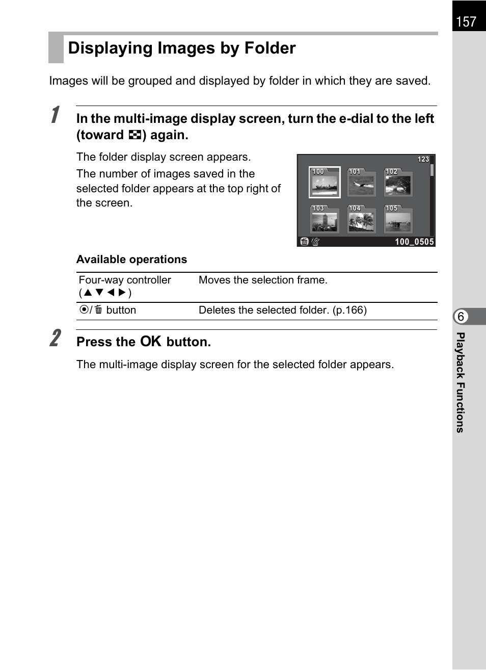 Displaying images by folder, Press the 4 button | Hoya H01-201106 User Manual | Page 159 / 258