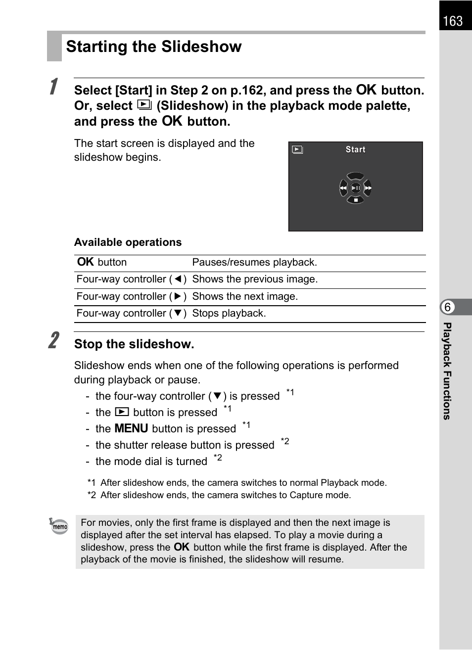 Starting the slideshow, P.163 | Hoya H01-201106 User Manual | Page 165 / 258