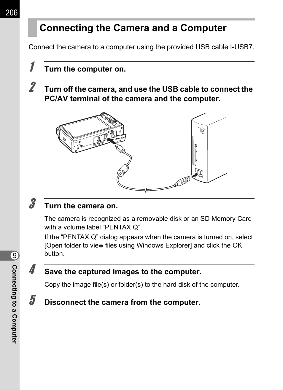 Connecting the camera and a computer | Hoya H01-201106 User Manual | Page 208 / 258