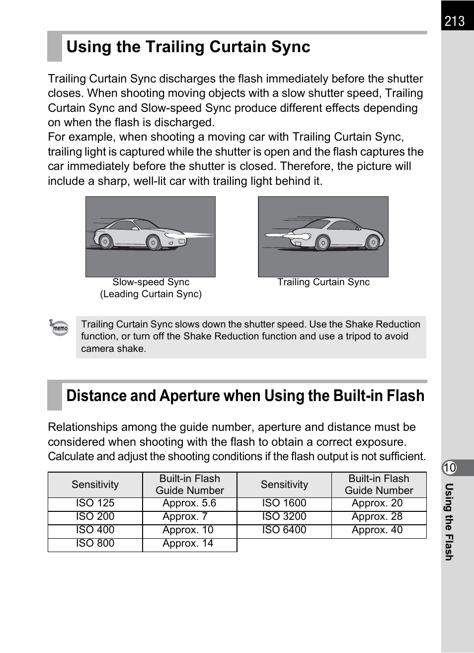 Using the trailing curtain sync | Hoya H01-201106 User Manual | Page 215 / 258