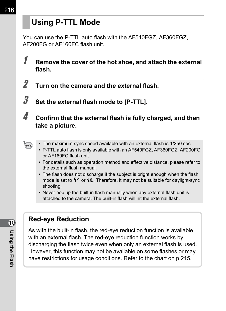 Using p-ttl mode | Hoya H01-201106 User Manual | Page 218 / 258