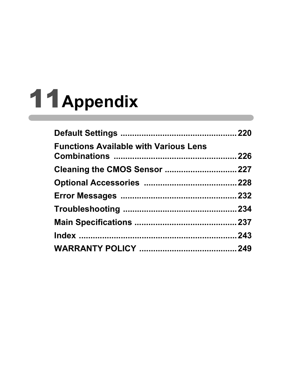 11 appendix, Appendix | Hoya H01-201106 User Manual | Page 221 / 258