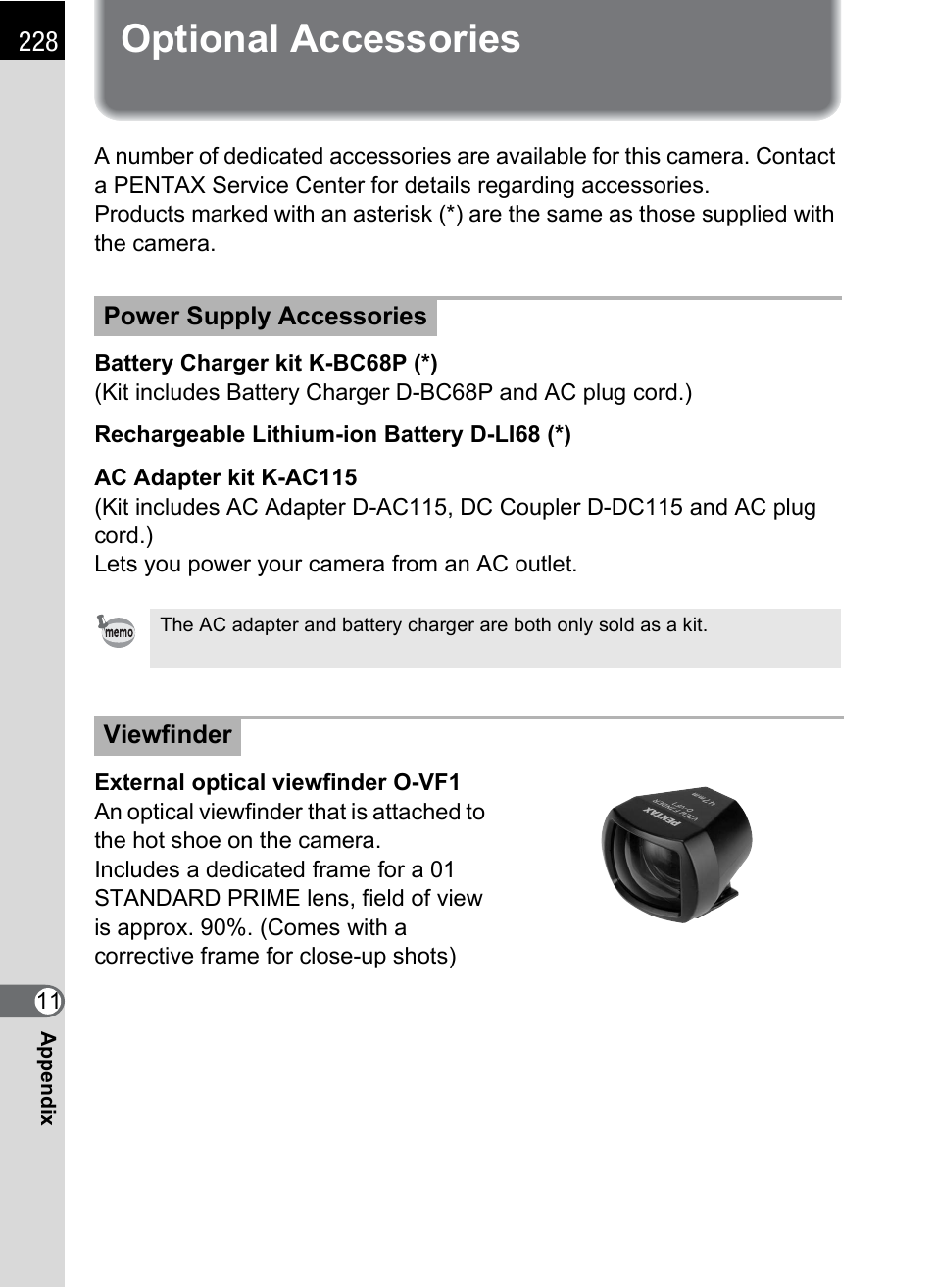 Optional accessories | Hoya H01-201106 User Manual | Page 230 / 258