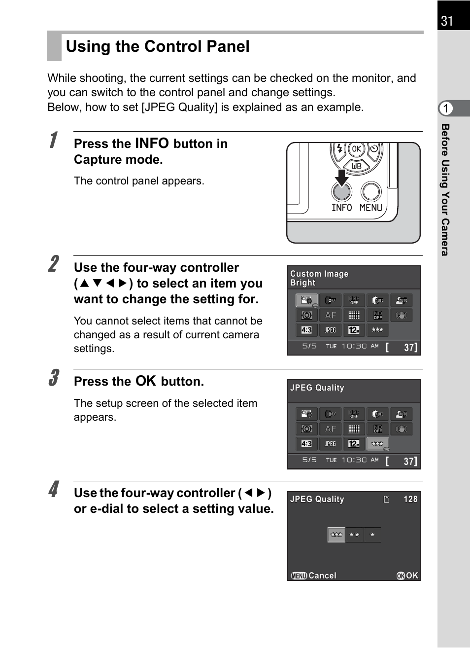 Using the control panel | Hoya H01-201106 User Manual | Page 33 / 258