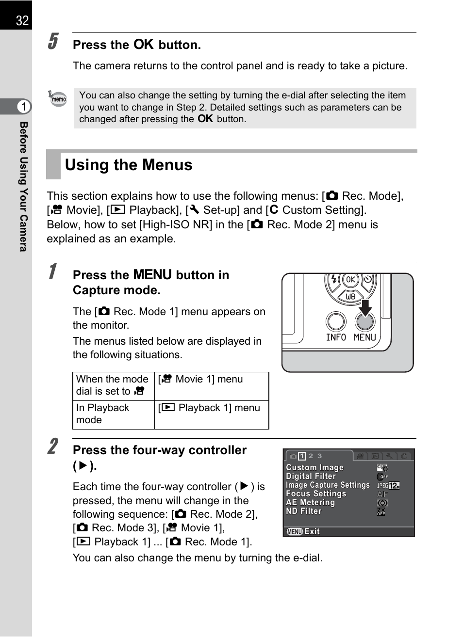 Using the menus, P.32) | Hoya H01-201106 User Manual | Page 34 / 258