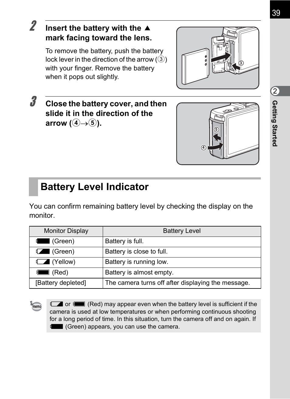 Battery level indicator, L (p.39) | Hoya H01-201106 User Manual | Page 41 / 258