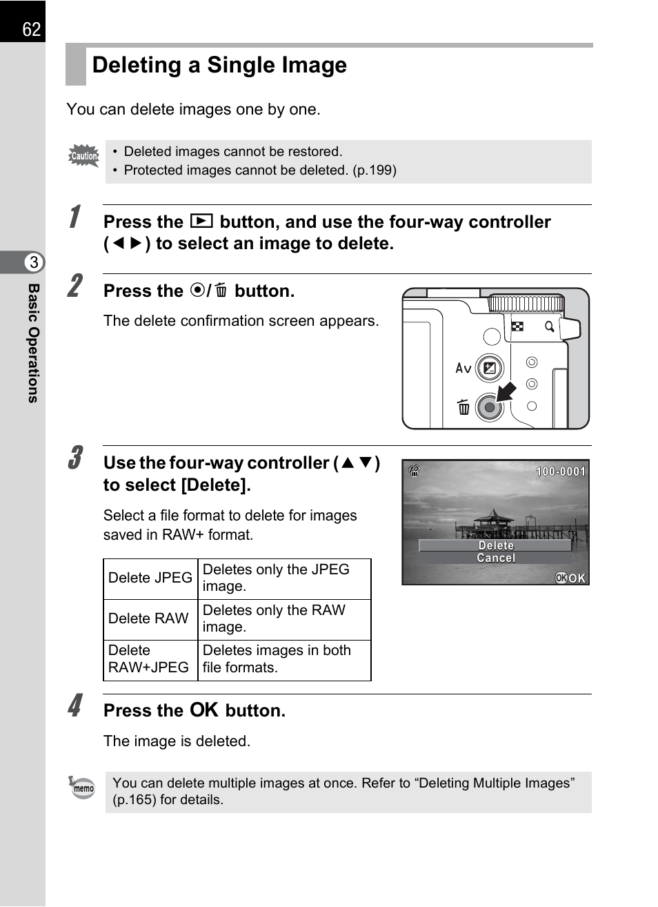 Deleting a single image, P.62, Deleting a single image (p.62) | Hoya H01-201106 User Manual | Page 64 / 258