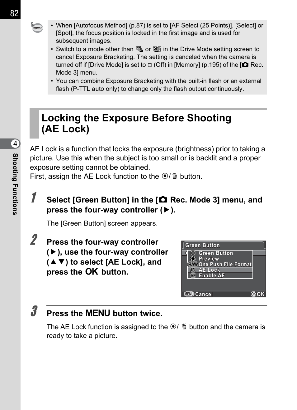 Locking the exposure before shooting (ae lock), P.82) | Hoya H01-201106 User Manual | Page 84 / 258