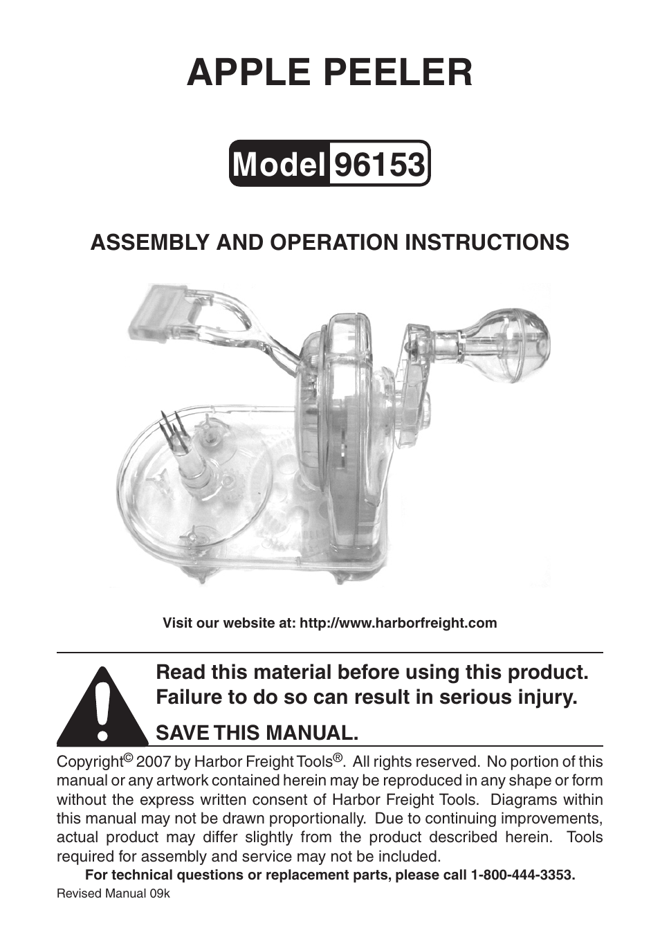 Harbor Freight Tools 96153 User Manual | 4 pages