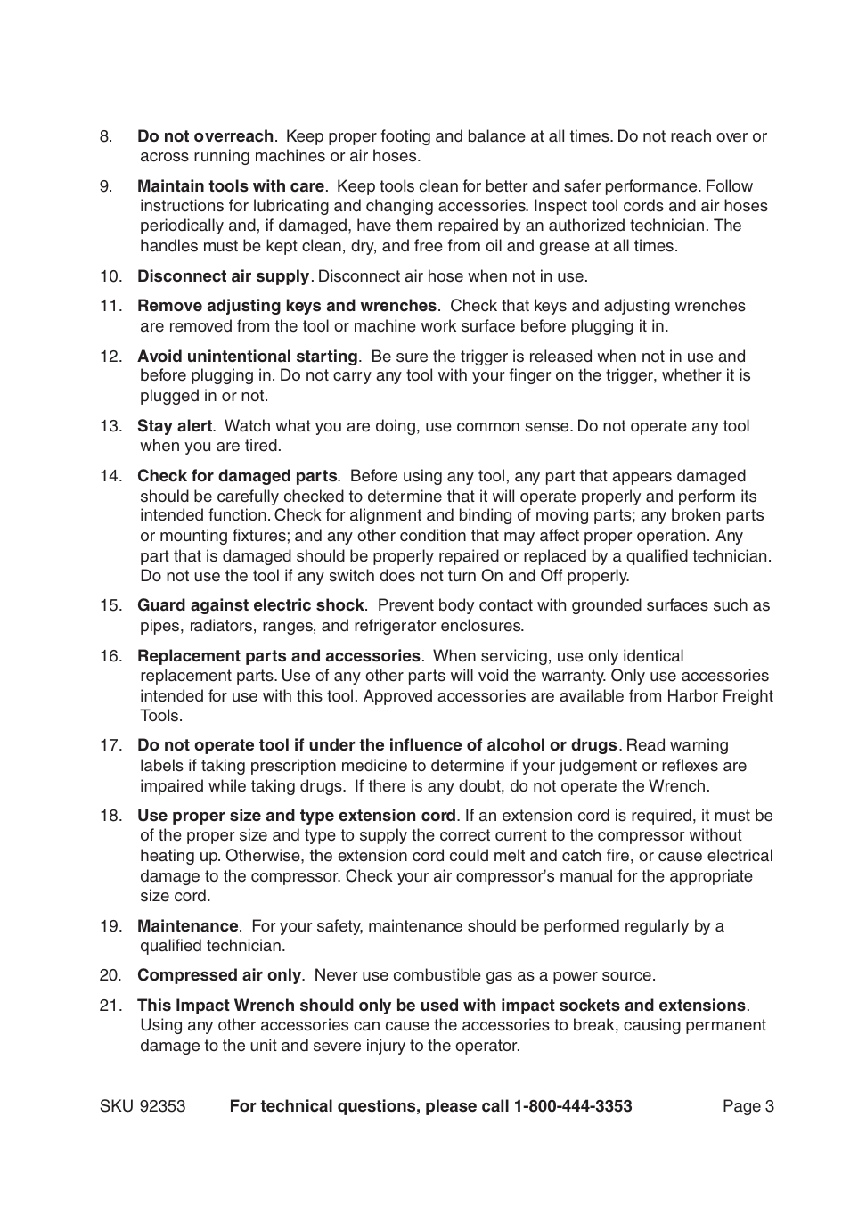 Harbor Freight Tools 92353 User Manual | Page 3 / 8