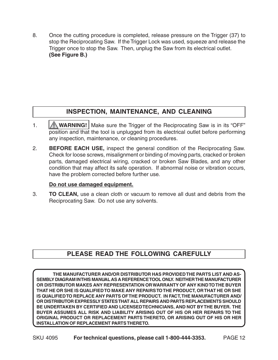 Harbor Freight Tools 04095 User Manual | Page 12 / 14