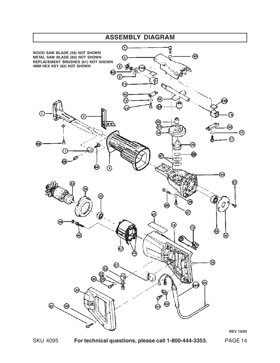 Assembly diagram | Harbor Freight Tools 04095 User Manual | Page 14 / 14