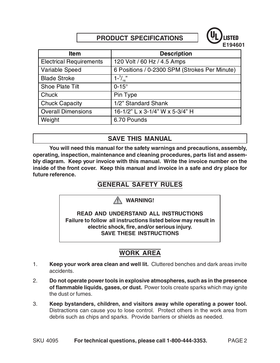 Harbor Freight Tools 04095 User Manual | Page 2 / 14