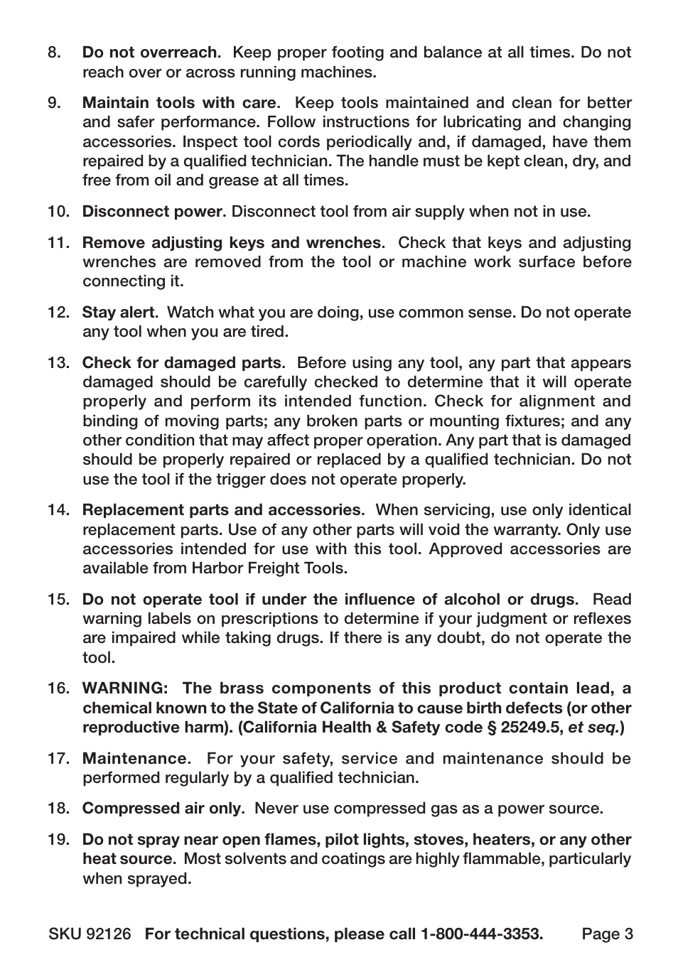 Harbor Freight Tools 92126 User Manual | Page 3 / 12