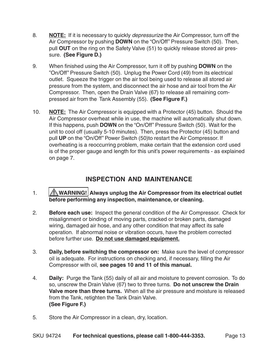 Harbor Freight Tools 94724 User Manual | Page 13 / 16