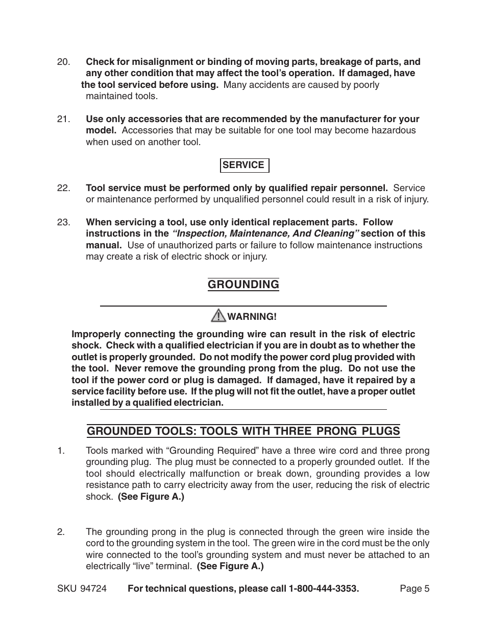 Harbor Freight Tools 94724 User Manual | Page 5 / 16