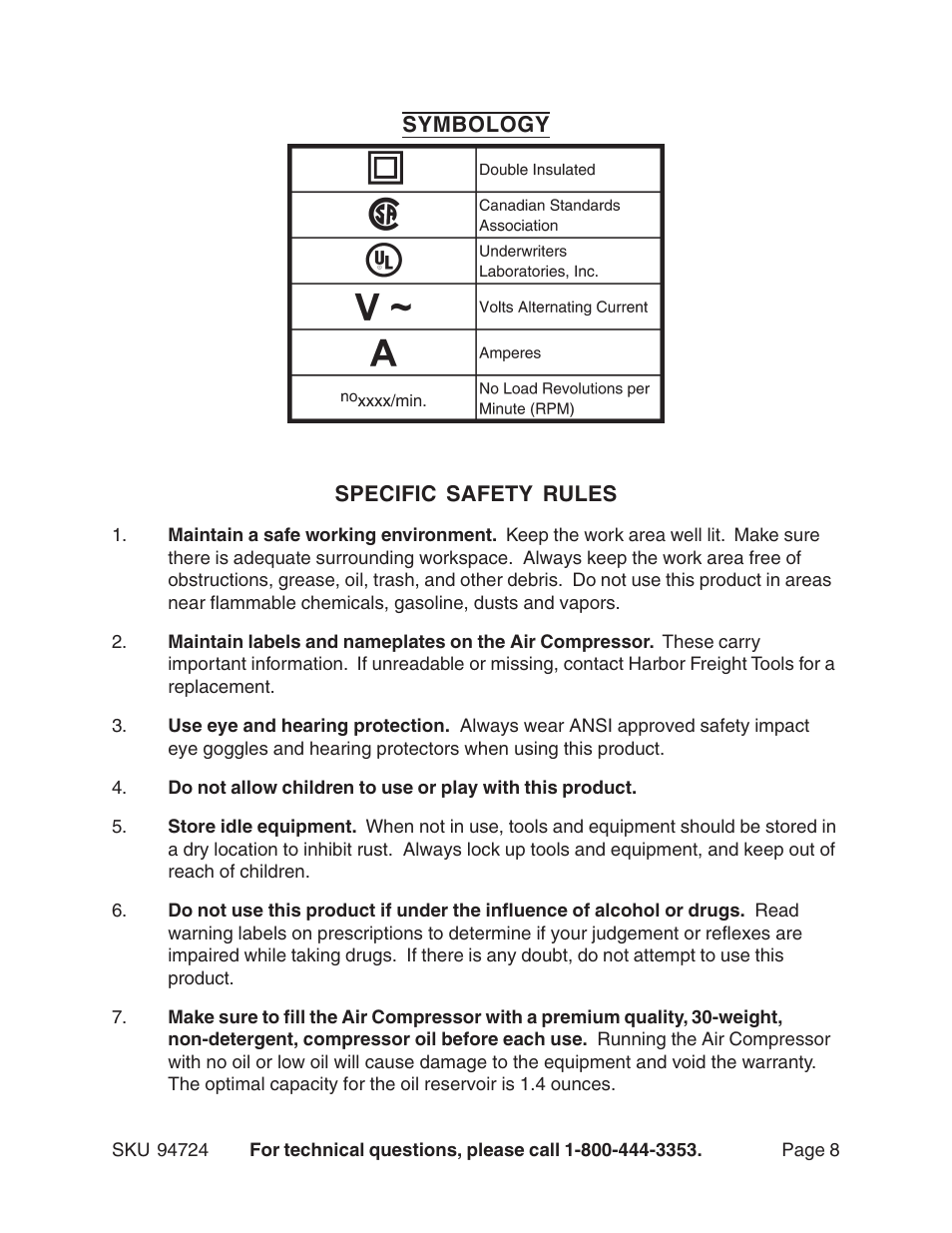 Harbor Freight Tools 94724 User Manual | Page 8 / 16