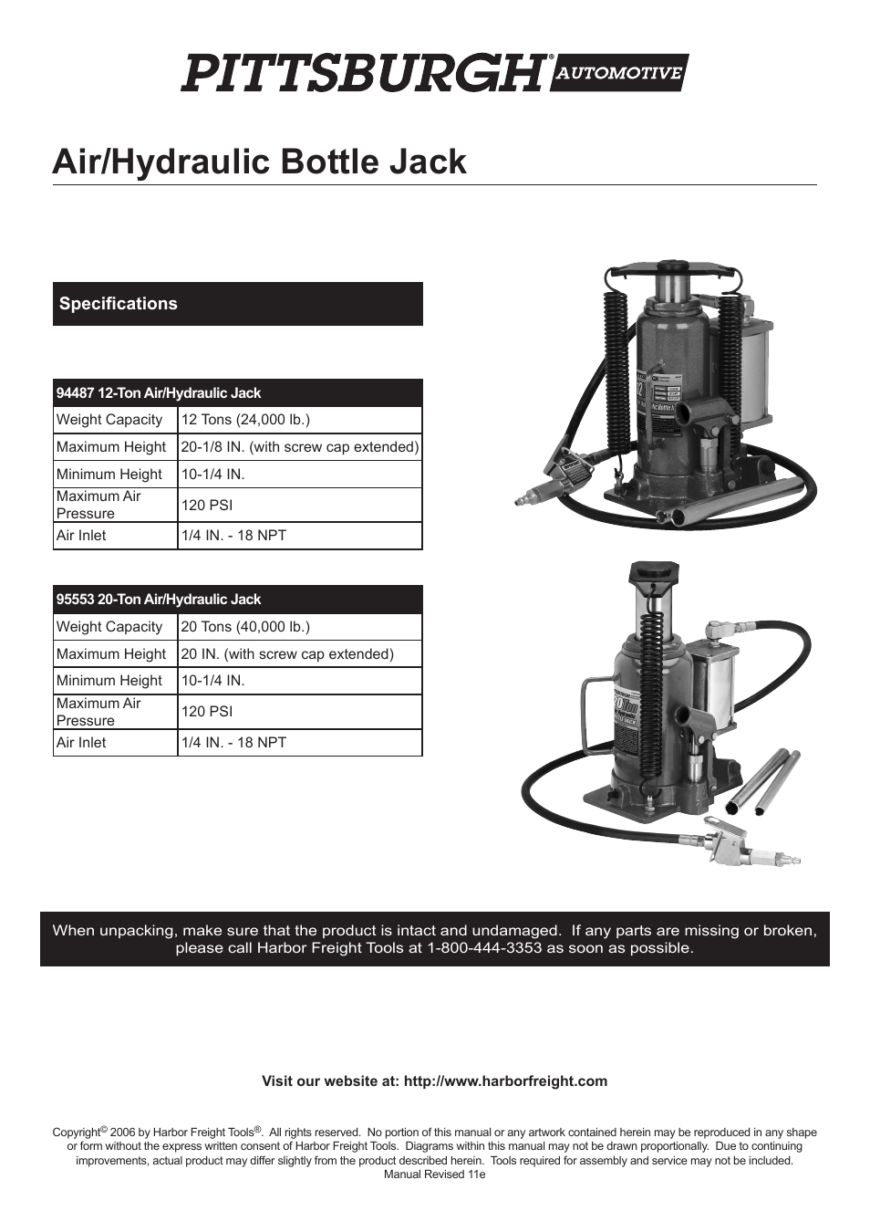 Harbor Freight Tools 94487 User Manual | 16 pages