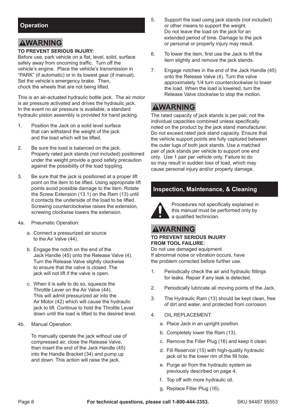 Harbor Freight Tools 94487 User Manual | Page 8 / 16