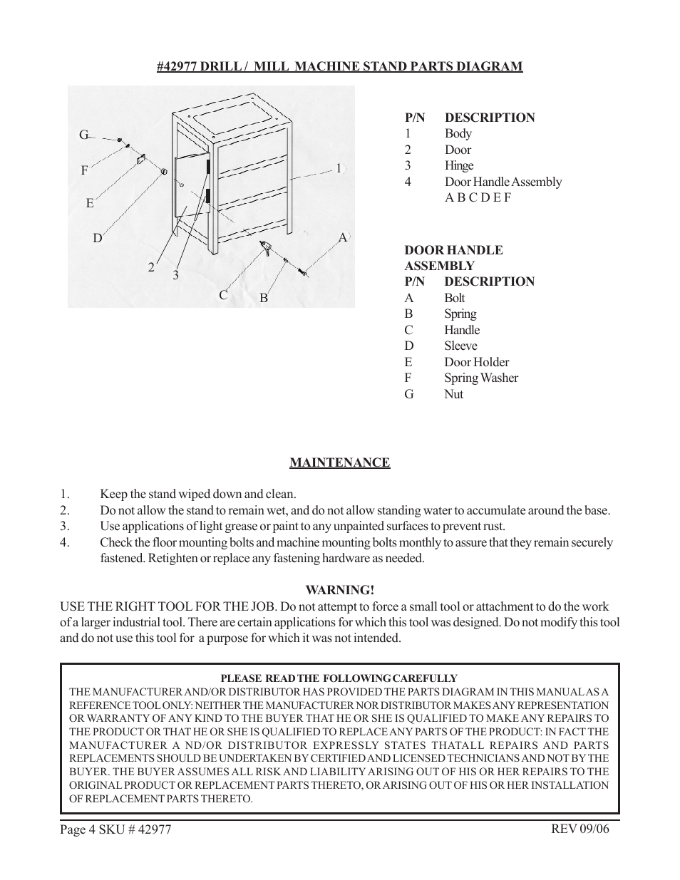 Harbor Freight Tools 42977 User Manual | Page 4 / 4