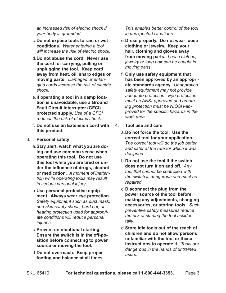 Harbor Freight Tools 65410 User Manual | Page 3 / 15
